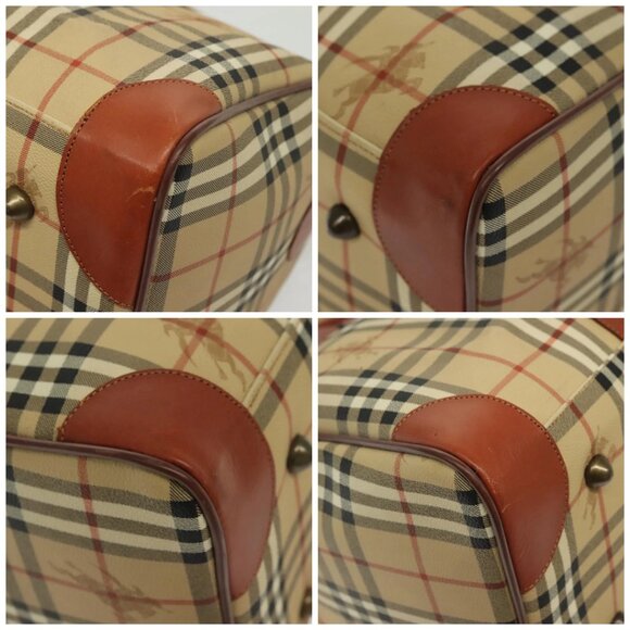 Burberrys Nova Check Boston Bag PVC 2way Beige Auth 137639 - Picture 14 of 16